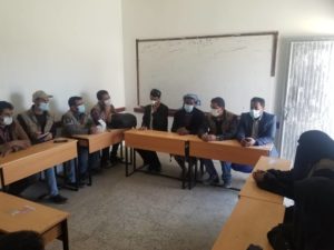 اجتماع رئيس النقابة YGUSSWP وفريق CCCM TEAM مع اللجنة المجتمعية في مخيم الاعتزاز.